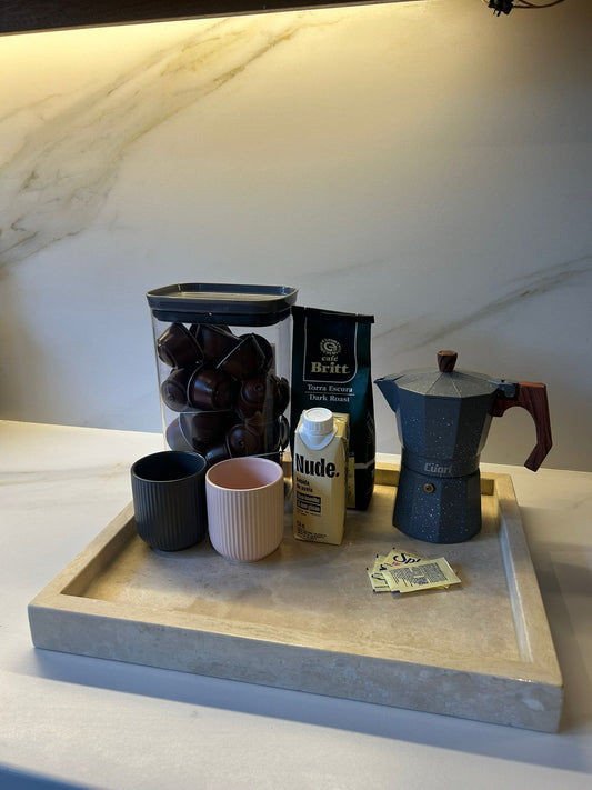 Bandeja rectangular grande beige